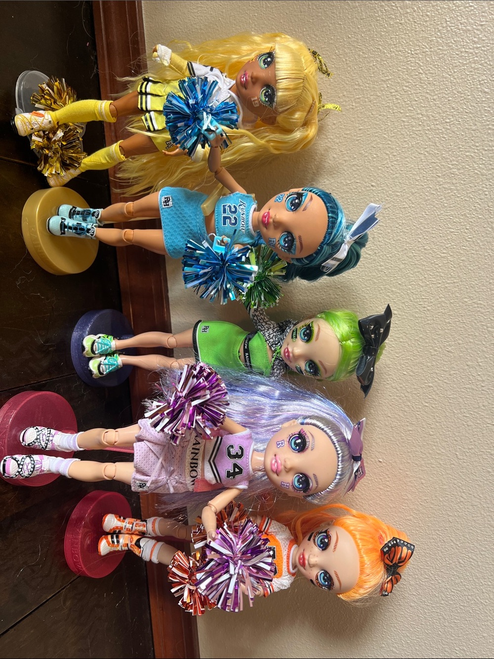 Rainbow High Colorful Cheerleader Dolls Set - Rainbow Hair Pom-Pom Dolls
